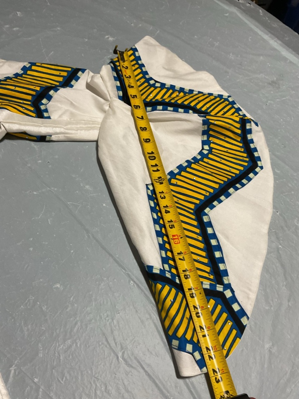 White Maxi Dress with Yellow & Navy Chevron Accents - Picture 9 of 9